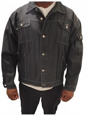 Vintage Iceberg Ice Jeans Denim Jacket Mens 56 XXL Black Y2K Hip Hop Oversized